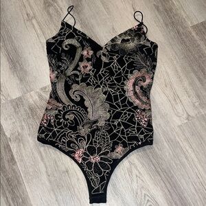 Windsor Bodysuit with Embroidered Paisley Floral